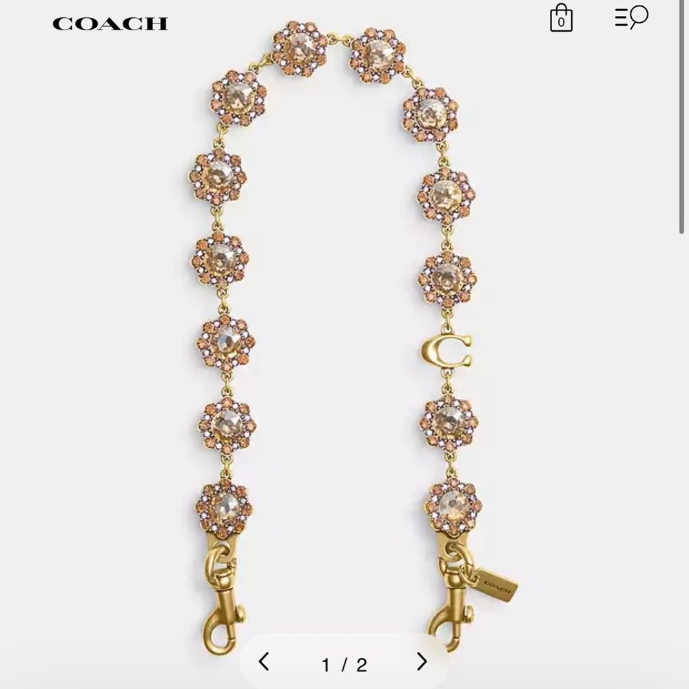 Coach short jewelry chain strap for purse - in yellow & brass